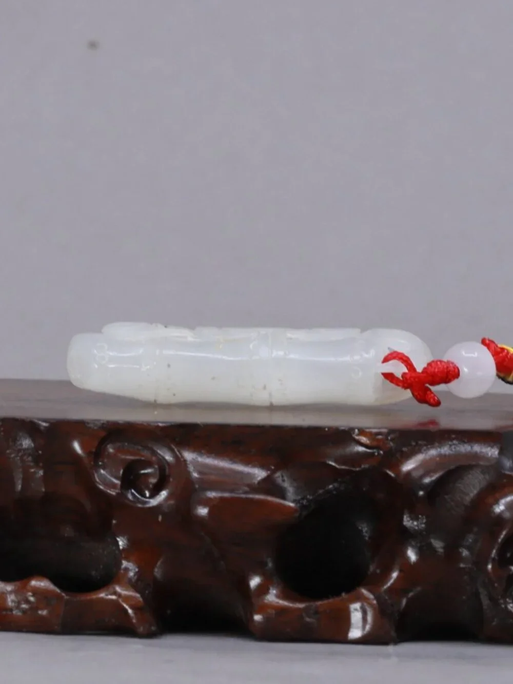 Chinese Hetian Jade Pendant w Fortune Bat & Ruyi